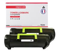 2 Toner pour LEXMARK 602X Black 20000 Pages avec Lexmark MX510de MX511Series MX511de MX511de MX511dte MX610de MX611 Series MX611de MX611de MX611dte