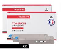 2 Toner pour OKI 44059108 Black 8000 Pages avec OKI C 810 CDTN OKI C 810 DN OKI C 810 N OKI C 830 CDTN OKI C 830 DN OKI C 830 DTN OKI C 830 N OKI C 830 Series