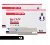 2 Toner pour OKI 44318608 Black 11000 Pages avec OKI C 710 CDTN OKI C 710 DN OKI C 710 DTN OKI C 710 N OKI C 711 CDTN OKI C 711 DM OKI C 711 DN OKI C 711 DTN OKI C 711 N OKI C 711 Series OKI C 711 WT