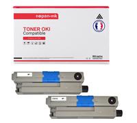 TONER 46490608 46490608 Noir x 2 Compatible pour OKI-NOPAN-INK OKI C 532 DN OKI C 542 DN OKI MC 563 DN OKI MC 573 DN