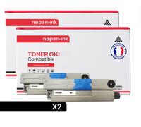 TONER 46508712 46508712 Noir x 2 Compatible pour OKI- OKI C 332 DN OKI C 332 DNw OKI MC 363 DN OKI MC 363 DNW OKI MC 363 N
