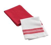 2 torchons 50 x 70 cm coton nid d'abeille au bistrot Rouge Rouge G