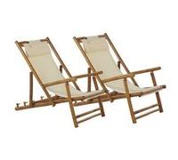 Beliani - Lot de 2 Transats Chiliennes - Atrani - en Bambou et Tissu Polyester,