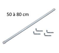 Generique – Tringle à rideaux extensible 50–80 cm (lot de 2) – blanc, fixation incluse
