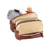 2 trousses de toilette en toile avec 2 compartiments - Beige/Brun XCase