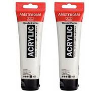 2 tubes de peinture Acrylique blanc titane Amsterdam 120ml Blanc