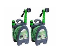 Royal Gardineer : 2 tuyaux d'arrosage extensibles avec pistolet d’arrosage et support mural