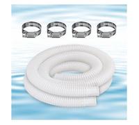 2 tuyaux piscine PE blanc Ø32 mm 1,5 m + 4 colliers métalliques - pour pompe Intex, machine à laver