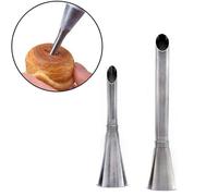 2 Unids/Set De Acero Inoxidable Crema De Glaseado Largo Tuberías Puff Punta Para Boquilla Diy Pequeña Pastelería Pastel Hornear Artesanía De Azúcar Herramientas De Decoración