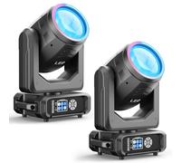 2 unités 200W Lyre LED Beam Spot Zoom, 8 gobos 18 prismes éclairage de scène DMX-512 stroboscope activé par le son, éclairage disco DJ pour fête, mariage, Halloween, Noël