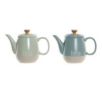 2 Unités de Théière DKD Home Decor 8424001793235 Bleu Vert Grès 1 L 22.5 x 12 x 16.5 cm