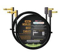 2 Units - 75 CM - Van Damme Pro Grade Classic XKE - Premium Silver-plated OFC, Flexible Blindé Guitar Bass Instrument Effects Pedal Patch Câble w/ Eminence Tiny Gold Plated Angled TS Connecteurs