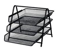 2 UR DOOR 3 plateaux de rangement de bureau A4 à 3 étages - Format compact - 335 x 257 x 218 mm - Fabriqué en treillis métallique durable pour la maison et le bureau - Noir