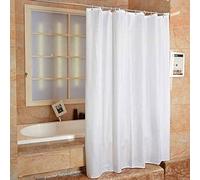 2 ur Door - Rideau de Douche Extra Long en Tissu Polyester Blanc résistant à la moisissure et à la moisissure 180 x 220 cm