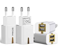 2 Usb Charger Ports, 4 Pack 5 V/2.1 A Usb Wall Charger Universal Wall Charger Adapter Compatible With Iphone X 8, Huawei P20, Samsung Galaxy Note 8, S9, S8 Tablet And More (White)