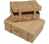 Generique – Mini valises vintage Creativ 263990 en papier mâché, lot de 2, beiges