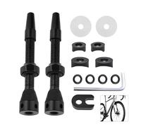 2 Valves Presta Tubeless Aluminium Léger Capuchon Outil Démontage Pneu | vélo noir, alliage renforcé, capuchons inclus, extracteur fourni, étanchéité parfaite, universel jantes, couleur noire