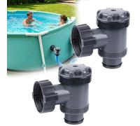 2 Vannes D'arrêt de Piscine 38 mm, Pompe de Filtration de Piscine, Raccord de Tuyau, Vanne D'entrée/sortie pour Tuyau de 38 mm (1-1/2 pouce) pour Piscines Hors Sol Pompes de Piscine