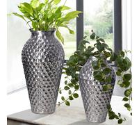 2 Vases FineBuy vase à fleurs aluminium amphore vase de table rond décoratif