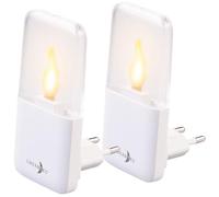 2 veilleuses secteur avec LED effet flamme et capteur d'obscurité [Lunartec]