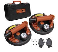2 Ventouses Carrelage RockToolUp 200mm avec Manomètre | Capacité jusque 400kg, Professionnelles, Pour Carreaux, Pare-brise, Meuble, Déménagement, Kit & Malette incluse