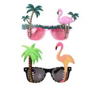 2 Verres De Flamant Rose De Cocotier, Lunettes De Soleil De Plage De Sable Hawaïen, Lunettes De Fête De Bal, Décorations Amusantes Pour Les Photos.