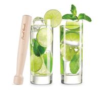 2 verres Tom Collins et Muddler en bois - 10 oz Slim Highball Grounds avec base paisse - kit de cocktail complet pour mojitos parfaits (FTA1835)