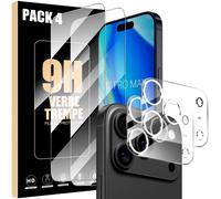 2 Verres Trempés Ecran et 2 Vitres Caméra Arrière pour iPhone 17 Pro Max, Protection Anti-Rayures - EFConnection