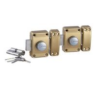 Bricard 1975 Jeu de 2 Verrous 1952 avec 1 Cylindre 15741 s'entrouvrant, Doré