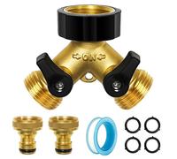 2 Voies 3/4 Y-Distributeur Raccord Tuyau D'arrosage,Adaptateur de Robinet pour Jardin,avec Robinets D'arrêt Individuelles,pour la Maison, Le Tuyau et l'extérieur (Or)