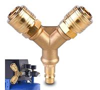 2 Voies Raccord Air Comprimé, 1/4 Pouce Connecteur d'air Comprimé, Distributeur d’Air Comprimé en Laiton, Distributeur d’Air en Y, en laiton Antirouille, Prêt à l'emploi