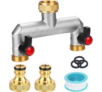 2-Voies Y-Distributeur,Robinet Double de Jardin,3/4 Pouces raccord y shunt,avec 2 Répartiteur de Tuyau,pour arrosage du Jardin, Lavage, Animaux domestiques, débit d'eau réglable et verrouillable