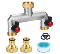2-Voies Y-Distributeur,Robinet Double de Jardin,3/4 Pouces raccord y shunt,avec 2 Répartiteur de Tuyau,pour arrosage du Jardin, Lavage, Animaux domestiques, débit d'eau réglable et verrouillable