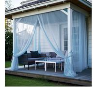 2 Voilage Extérieur Bleu 160x305 cm, Moustiquaire terrasse Imperméables Ultra,Léger avec Protection Maximale