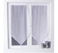 2 voiles base pointe à pompons 60 x 90 cm SABLUTHEO voile sablé coloris BLANC