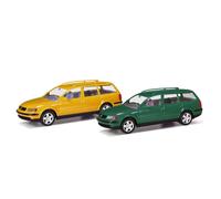2 Volkswagen Passat Variant B5 MINIKIT, Jaune et Vert - Herpa 012249-007 - HO1/8