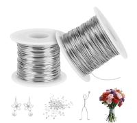 2 Volumes Fil De Fer Souple Loisir Creatif 328ft, Ø 0.5mm Pliable Fil MéTallique de Bobine, Argenté 304 Fil Inox pour Bijoux Perles, L'Emballage, Fabrication de ModèLes, L'Artisanat de Sculpture