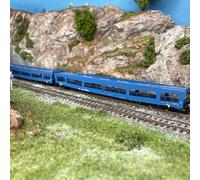 2 wagons porte autos DDm 916, livrée bleue, DR, Ep IV - ARNOLD HN4409 - N 1/160