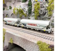 2 wagons trémies, "Sanders", parois planes, SNCF, Ep. V - JOUEF HJ6312 - HO 1/87