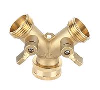 2 Way Garden Hose Splitter, G3/4 Y Shape Solid Brass Spigot Splitter Hose 2 Way Y Water Faucet Connector with Dual Shut Off Water Faucet Ball Valve for Garden Greenhouse