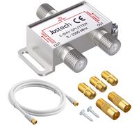 2-Way Satellite Splitter 5-2500MHz TV CATV Broadband Splitters with 1.5m F Plug Coaxial Cable for Sky Box Telewest Eurovox Starview Dreambox