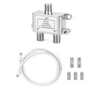 2 Way Satellite Splitter TV Antenna Splitter with 1.5m Coax Cable F Plug for Sky Box Telewest Eurovox Starview Dreambox