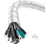 2 x 1,5 m de câble à Fermeture Automatique,Blanc,diamètre 16 mm/22 mm,Canal de câble Flexible avec 1 Clip de Guidage de Fil,Protection des câbles pour Ordinateur TV-Blanc