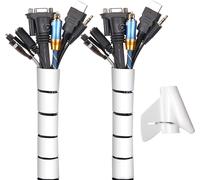 2 x 1.5 m PE Flexible Cable Tidy Cable Tidy Organiser for Storing or Hiding Cables,Cable Sheath (2.5 cm Diameter and 2.2 cm Diameter,White)