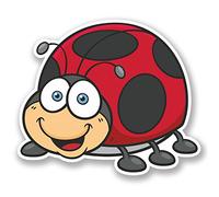 2 x 10 Cm, coccinelles/iPad/ordinateur portable/auto sticker vinyle inscription'happy kids fun bug#5198
