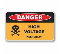 2 x 10 cm Danger haute tension électrique autocollants pour ordinateur portable crâne Boîte à outils # 9671 - 10cm Wide x 6cm High