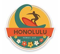 2 x 10 cm Honolulu Hawaii Drapeau USA en vinyle autocollant voiture pour ordinateur portable bagages # 9473 - 10cm Wide x 9.5cm High