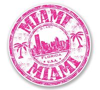 2 x 10 cm Miami Florida USA en vinyle autocollant de voyage bagages Drapeau Carte pour ordinateur portable # 5829-10cm x 10cm