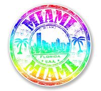 2 x 10 cm Miami Florida USA en vinyle Sticker Bagage de voyage pour ordinateur portable casque USA # 6509 - 10cm x 10cm