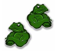 2 x 10 cm Moody Muscle Grenouille Sticker en vinyle pour ordinateur portable voiture Casque de vélo Gym # 9814 - 10cm Wide x 10cm High